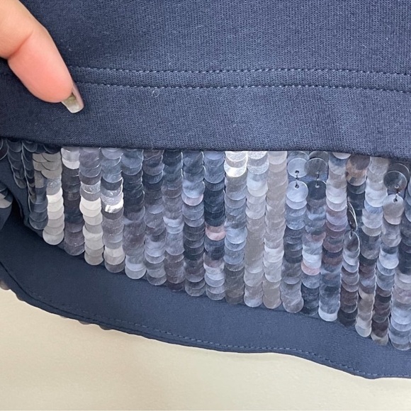 J. Crew Sequin Trim Navy Blue Sweatshirt Size Small - Picture 6 of 8